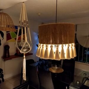 Lámpara colgante de Yute & Borlas de Algodón