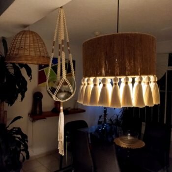Lámpara colgante de Yute & Borlas de Algodón - Imagen 5