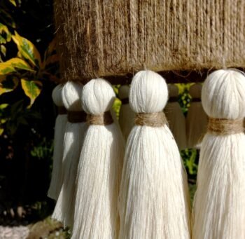 Lámpara colgante de Yute & Borlas de Algodón - Imagen 3