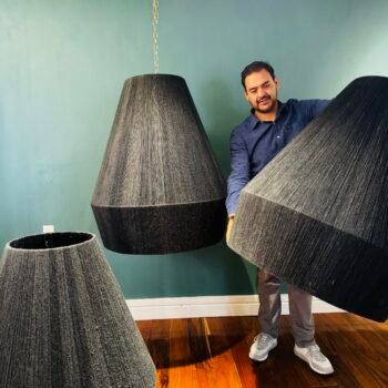 Lámpara Campana Jumbo (Yute Negro) - Imagen 2